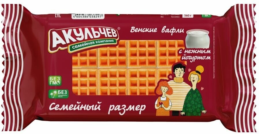 Венские вафли Акульчев с йогуртом 560 г.