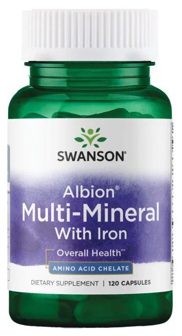 Swanson Albion Multi-Mineral With Iron (Хелатные мультиминералы с железом) 120 капсул (Swanson)