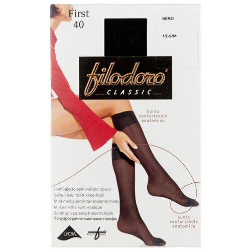 фото Капроновые гольфы Classic First 40 Den 1 пара Filodoro, 2 S/M, nero