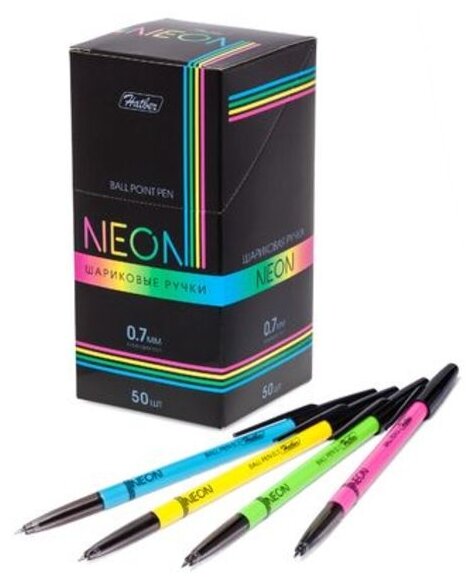 Ручка шарик синий NEON 50072 Hatber