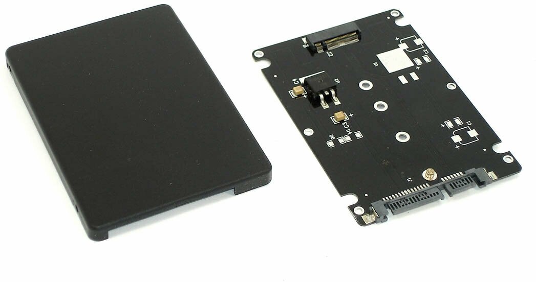 Бокс для SSD диска M2 с выходом SATA пластиковый, черный