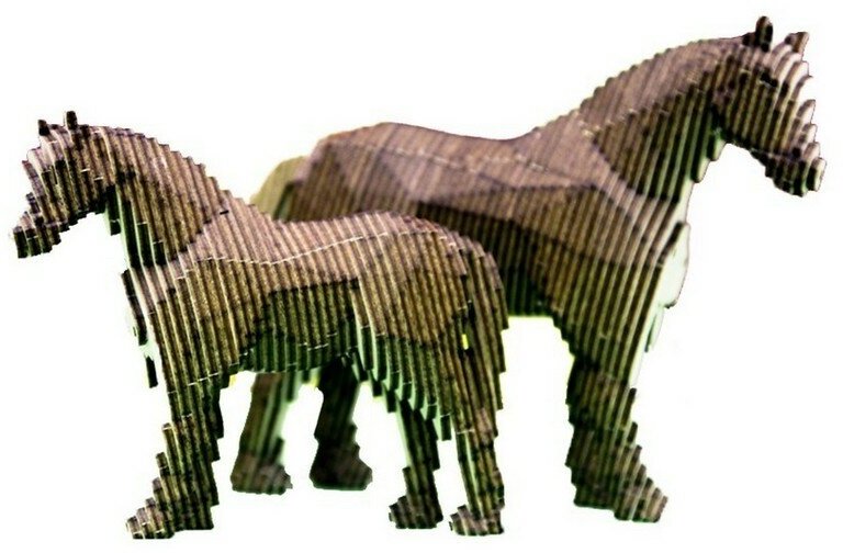 Деревянный 3D конструктор Uniwood "Лошадь с жеребёнком"