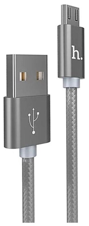Кабель USB HOCO X2 knitted, USB - Micro USB, 2.4А, 1м, серый