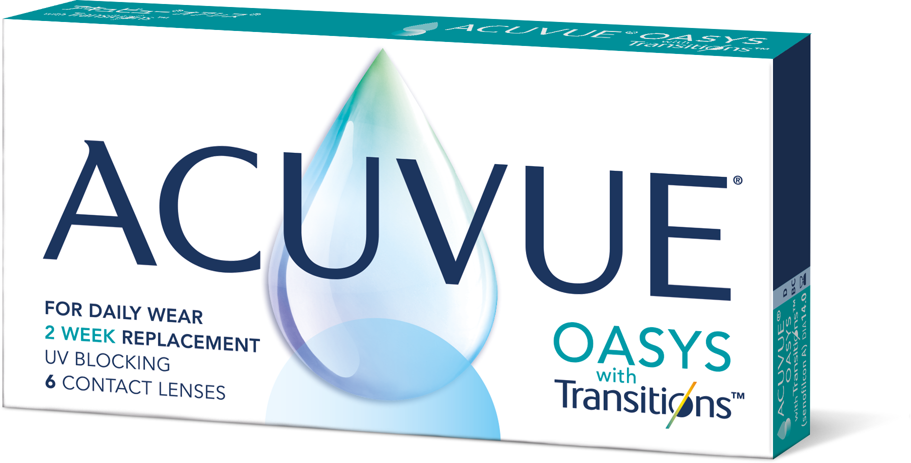 Контактные линзы Acuvue Oasys with Transitions, 6 шт., R 8,4, D +1, бесцветный