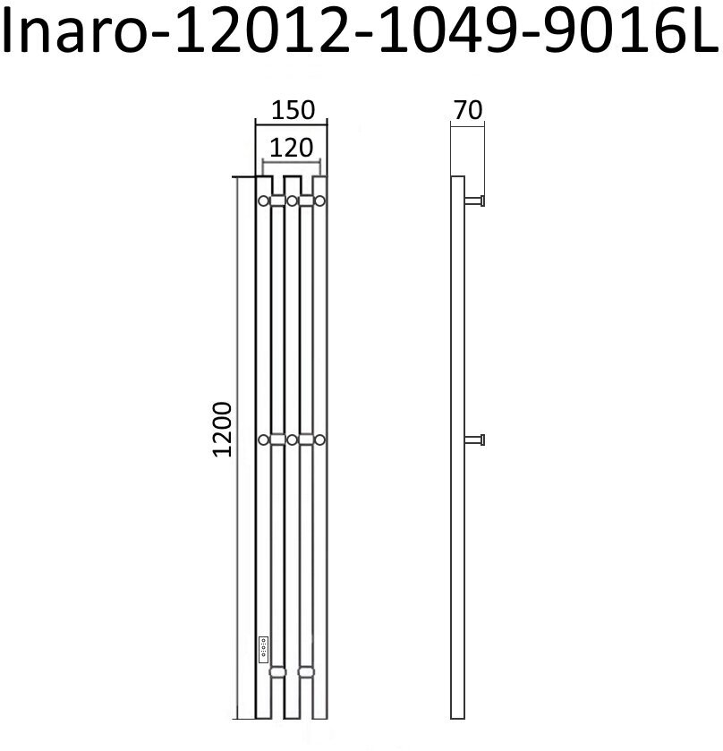 Полотенцесушитель электрический Маргроид INARO 1200х120 левый, скр.монтаж, белый матовый(RAL 9016) - фотография № 6