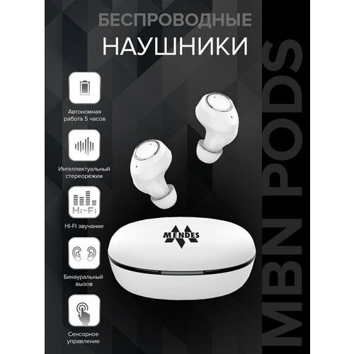 Наушники беспроводные TWS для смартфона / Беспроводные наушники для iPhone и Android / Наушники белые беспроводные наушники для iphone android