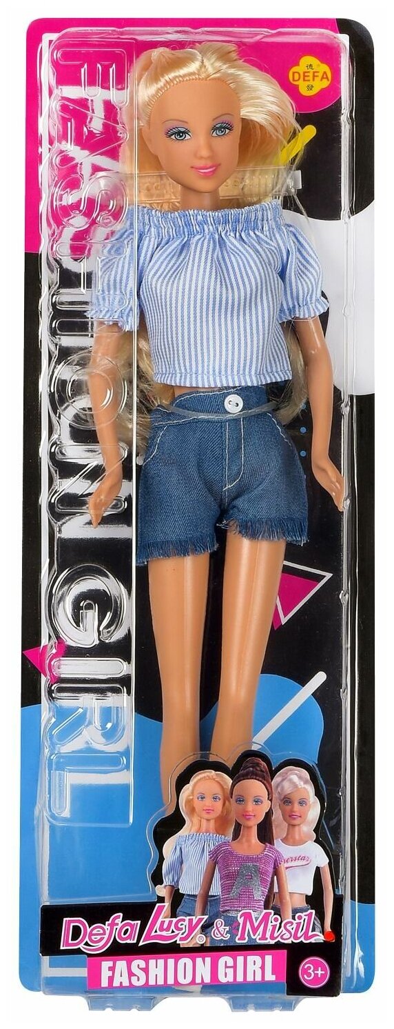 Кукла Defa Lucy Современная девушка (полосатая кофта, джинсовые шорты) 29 см 8400d/модель5