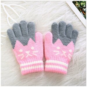 Перчатки , размер 16, розовый, серый