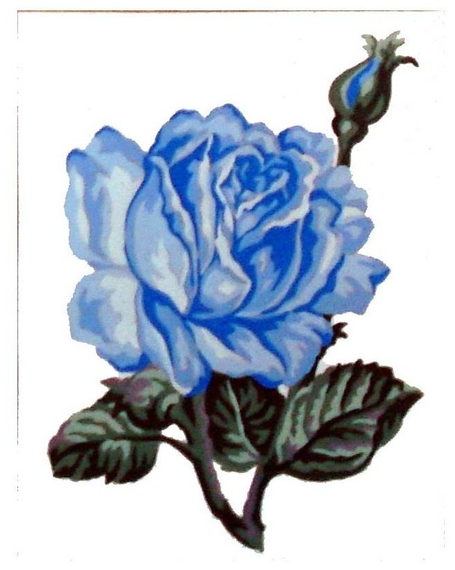 Канва жесткая с рисунком - Голубая роза, 20 x 25 см, 1 шт