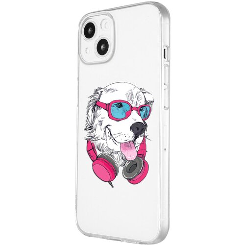 Силиконовый чехол с защитой камеры Mcover для Apple iPhone 13 с рисунком Стильный пёс силиконовый чехол mcover для apple iphone 7 с рисунком стильный пёс
