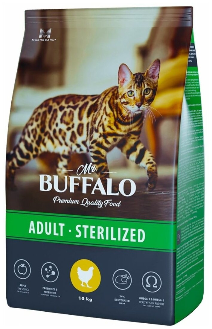 Сухой корм для кошек Mr. Buffalo STERILIZED 0,4кг (курица) - фотография № 3