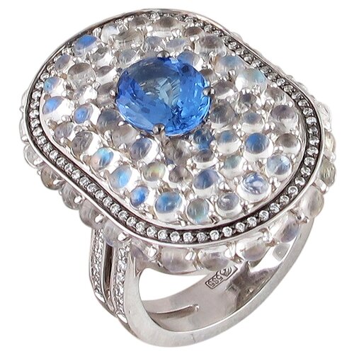 фото Эстет золотое кольцо с бриллиантами, лунным камнем, танзанит 01к6211607-1, размер 17