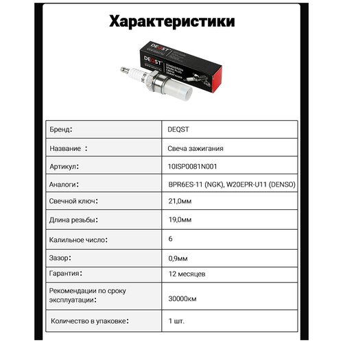 Свеча зажигания Deqst 10ISP0081N001(W20EP-U)