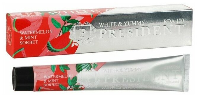 Зубная паста PRESIDENT White & Yummy Арбузно-мятный сорбет, 75 г