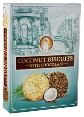 Бискотти печенье сдобное кокосовое с шоколадом «COCONUT BISCUITS WITH CHOCOLATE», 135 гр.