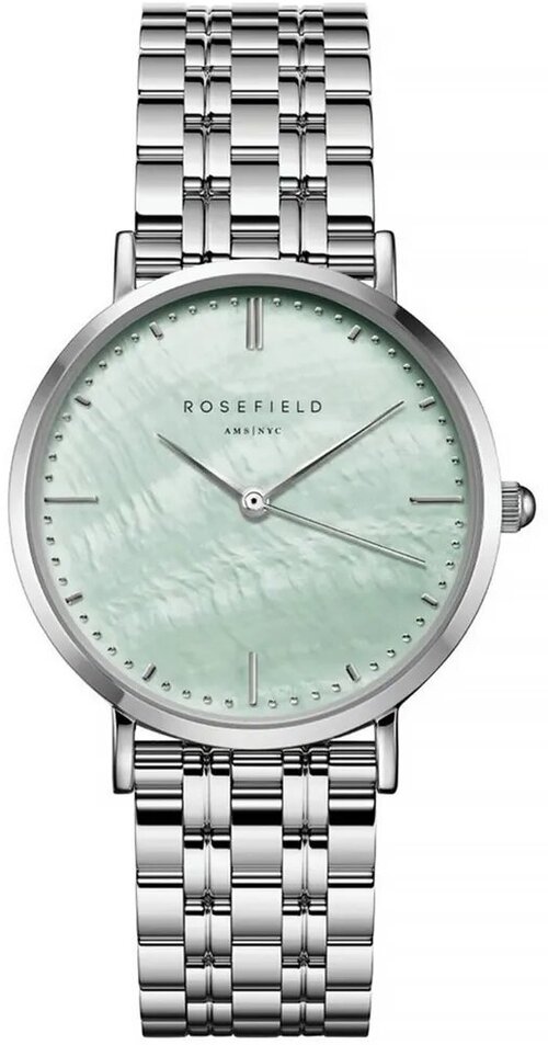 Наручные часы Rosefield Женские наручные часы с минеральным стеклом Rosefield The Upper East Side UGSSS-U38 с гарантией, бирюзовый, серебряный