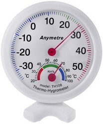 Термометр - гигрометр TH 108, круглый, пластик, 8 см