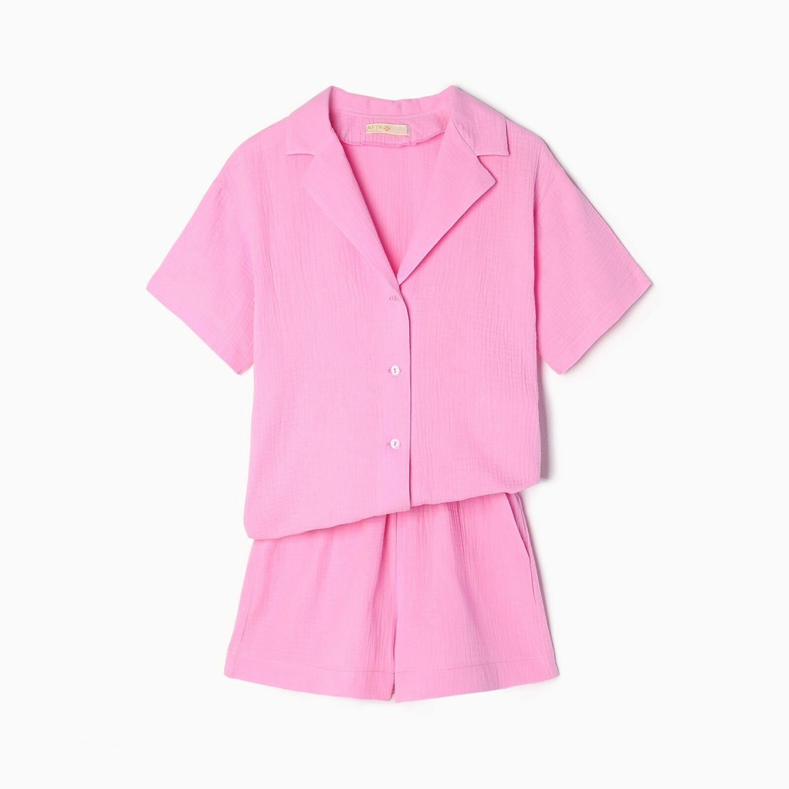 Комплект женский (рубашка, шорты) KAFTAN "Basic" р. 40-42 розовый - фотография № 1