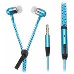 Проводные наушники, с микрофоном внутриканальные, Zipper, 3.5 Jack, синие, 1 упаковка - изображение