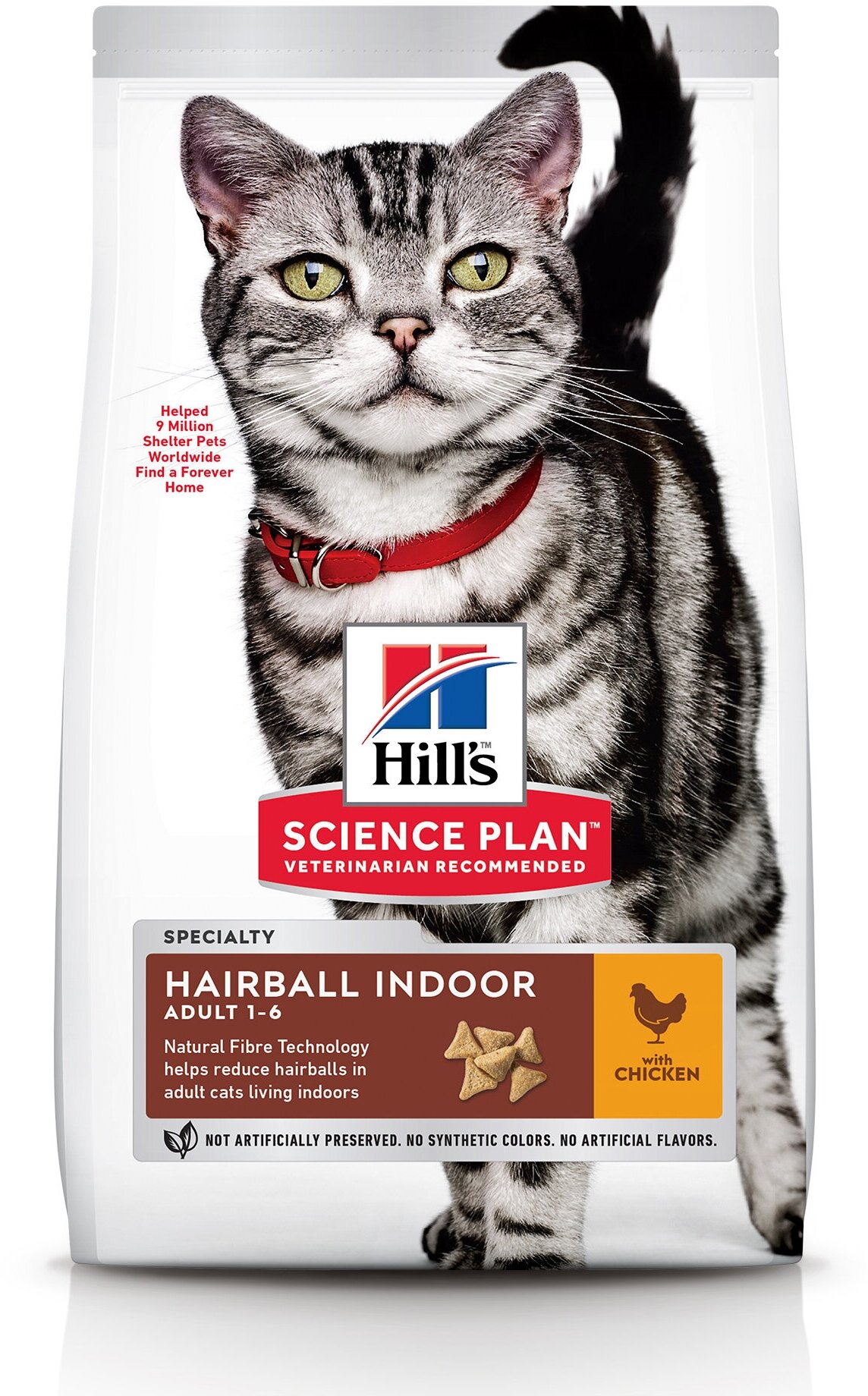 Сухой корм Hill's Science Plan Hairball Indoor для выведения шерсти из желудка у домашних кошек, с курицей, 1,5 кг