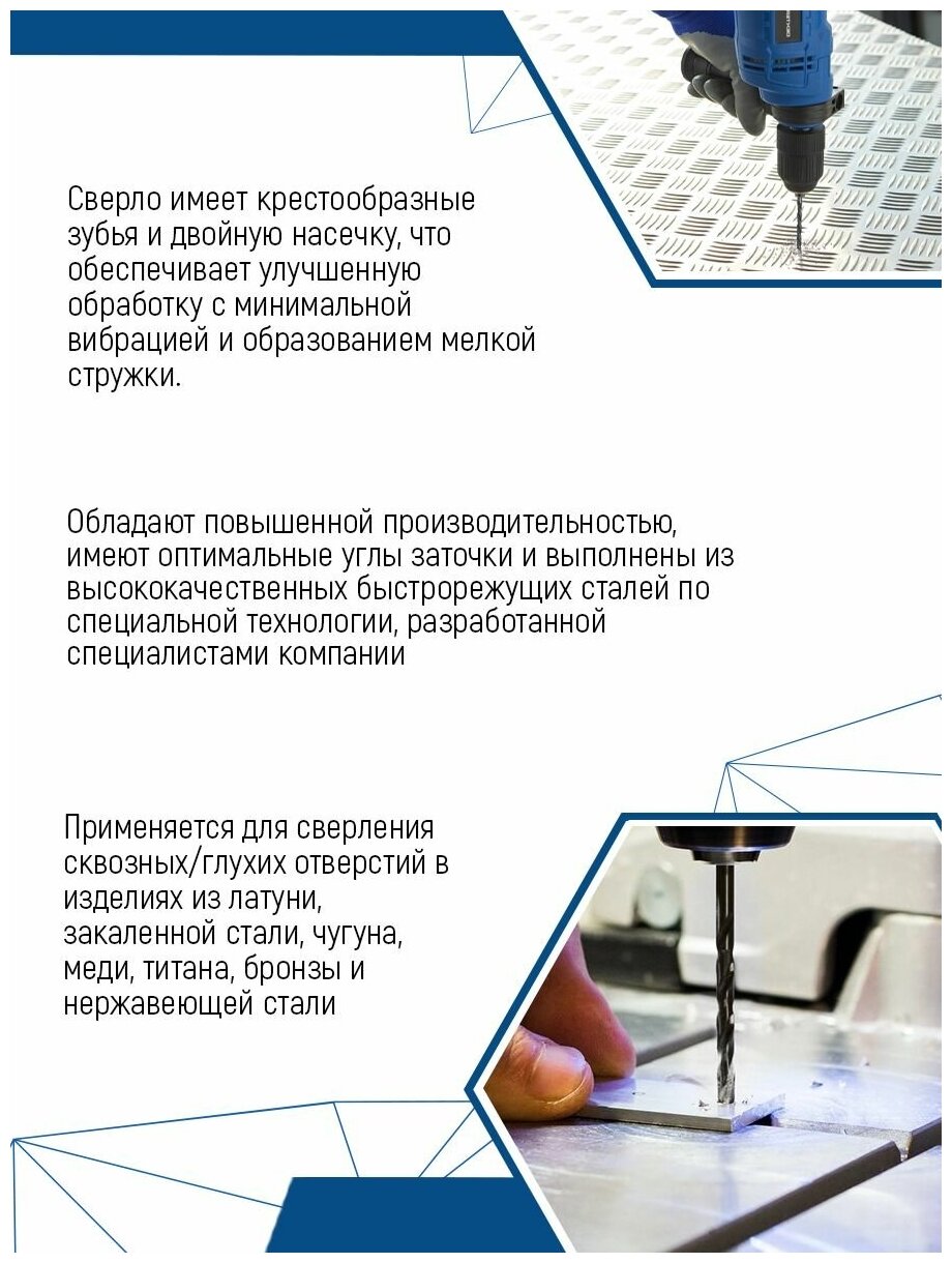 Сверла по металлу удлиненные VertexTools с цилиндрическим хвостовиком 6,5х148 мм