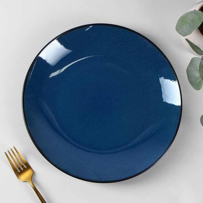 Тарелка керамическая обеденная Доляна «Глянец», d=26 см, цвет синий (1шт.)