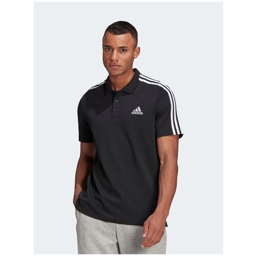 Поло adidas Aeroready Essentials Pique Embroidered Small Logo 3-Stripes, силуэт полуприлегающий, влагоотводящий материал, размер xl, черный