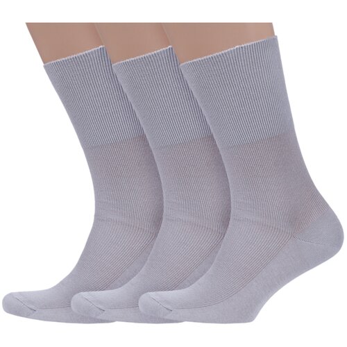 фото Комплект из 3 пар мужских медицинских носков dr. feet (pingons) из 100% хлопка светло-серые, размер 25
