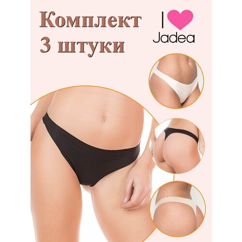 фото Трусы jadea, 3 шт., размер 4, бежевый, черный, экрю