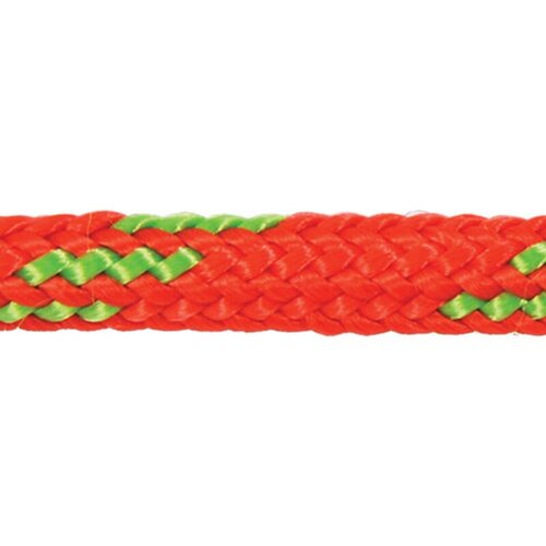 Веревка плетеная с сердечником 6 мм х 10 м, красная с нитью неон, м/рамка