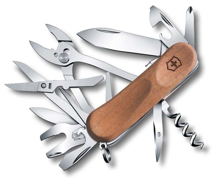 Нож складной VICTORINOX EvoWood S557, 85 мм, 19 функций, рукоять из орехового дерева 2.5221. S63