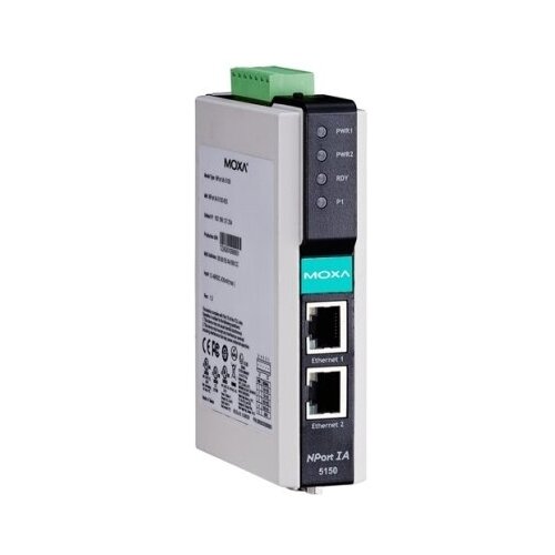 преобразователь moxa uport 1150i 1 портовый usb в rs 232 422 485 с изоляцией 2 кв NPort IA-5150I 1-port RS-232/422/485, dual 10/100BaseT(X) Isolation