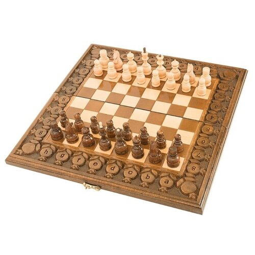 фото Haleyan шахматы + нарды резные с гранатами, 40 см