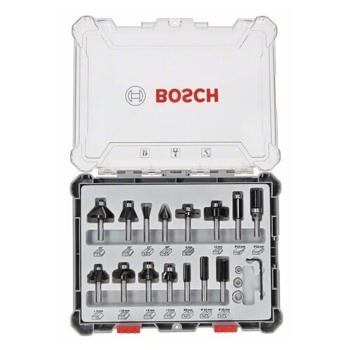 фото Набор фрез смешанный bosch 8мм. 15шт. (арт. 2607017472)