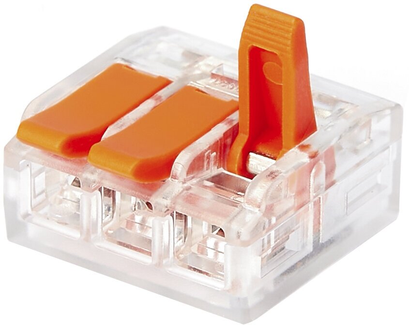 Клемма на 3 провода Electrovolt 221 413 0 2 4 кв  мм с рычажками без пасты  50 шт    ЦБ 00015943 605535 
