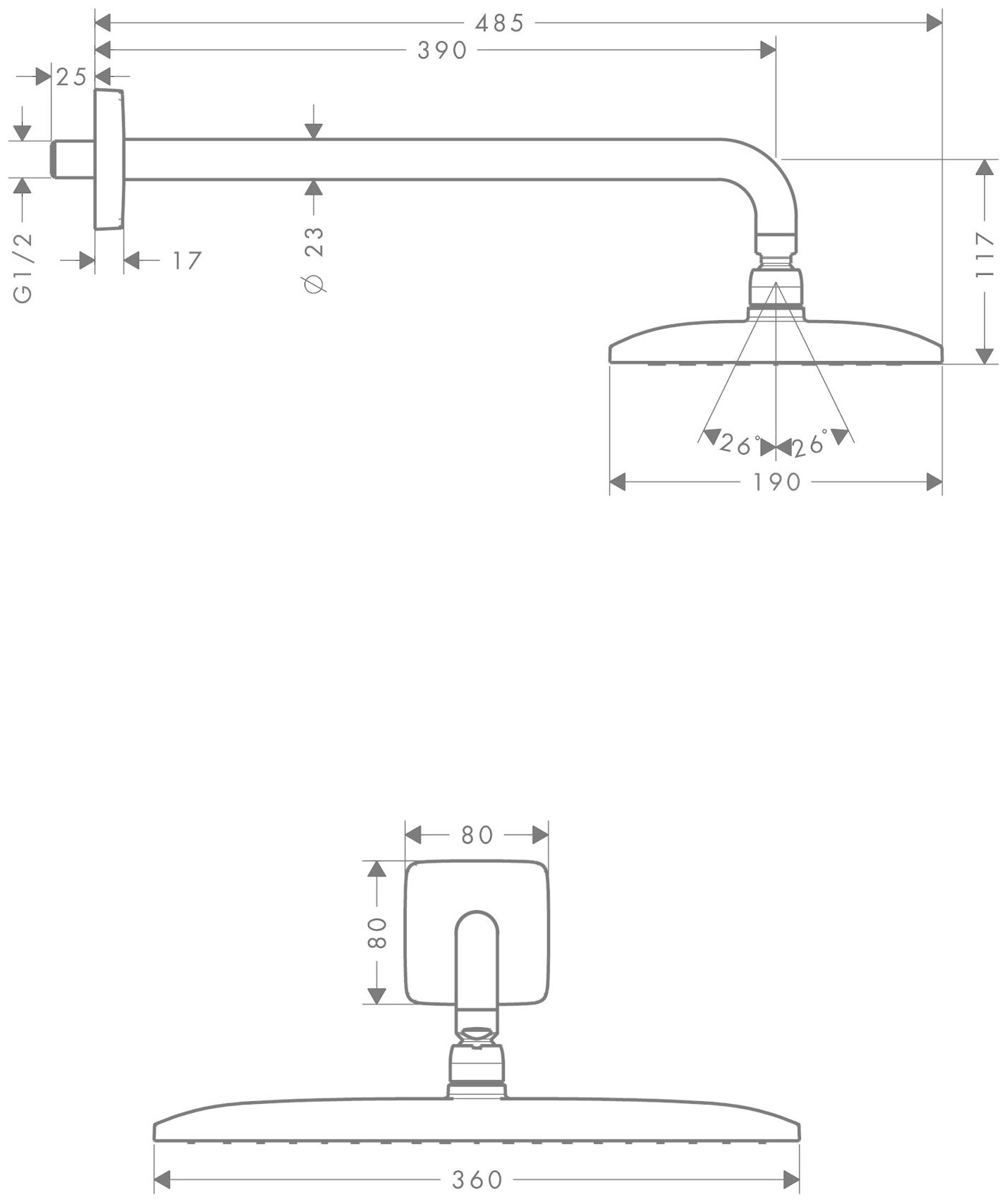 Лейка верхнего душа Hansgrohe Raindance E 27376000