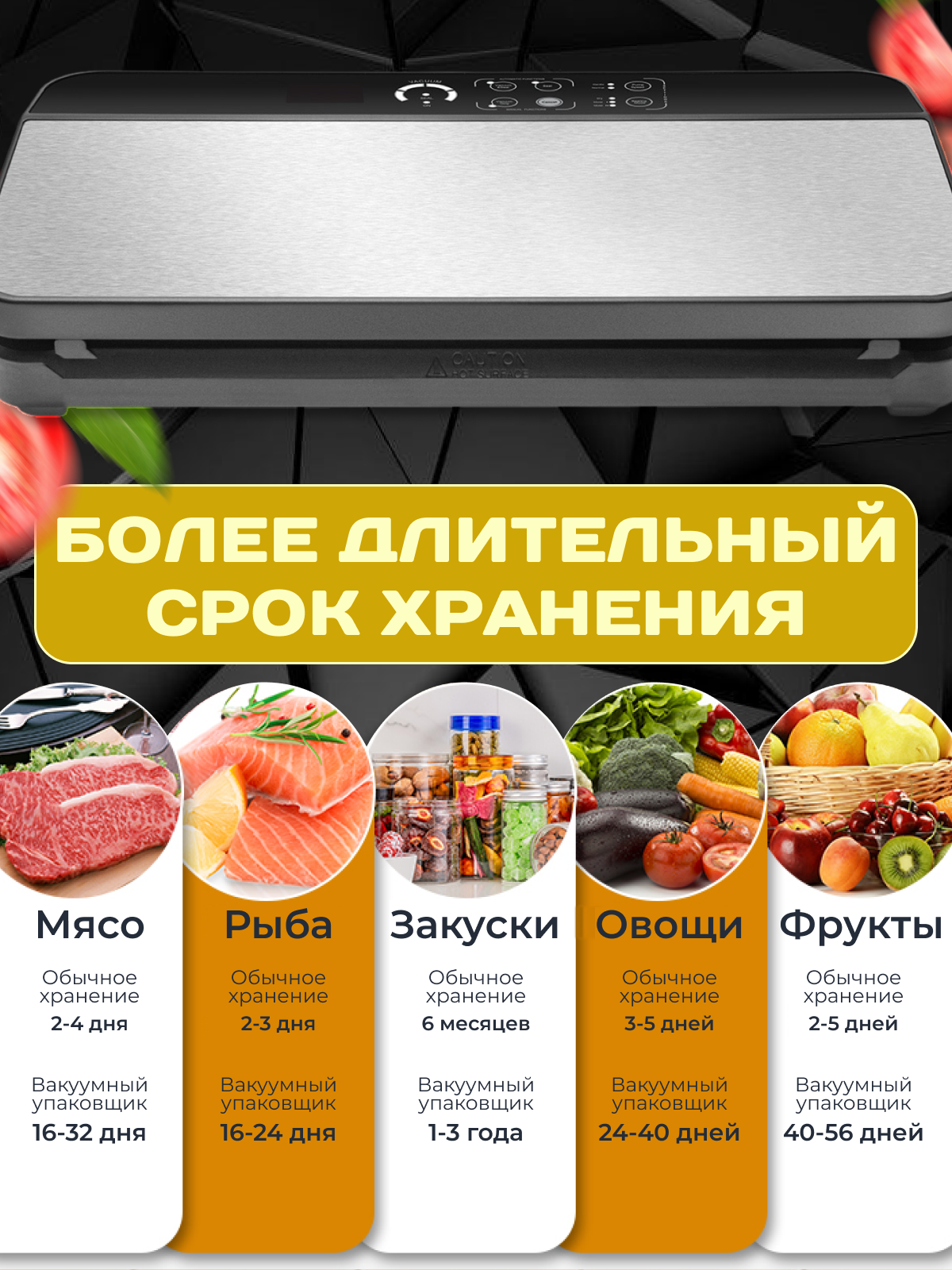 Вакууматор для продуктов, упаковщик, хранение на кухне еды - фотография № 6