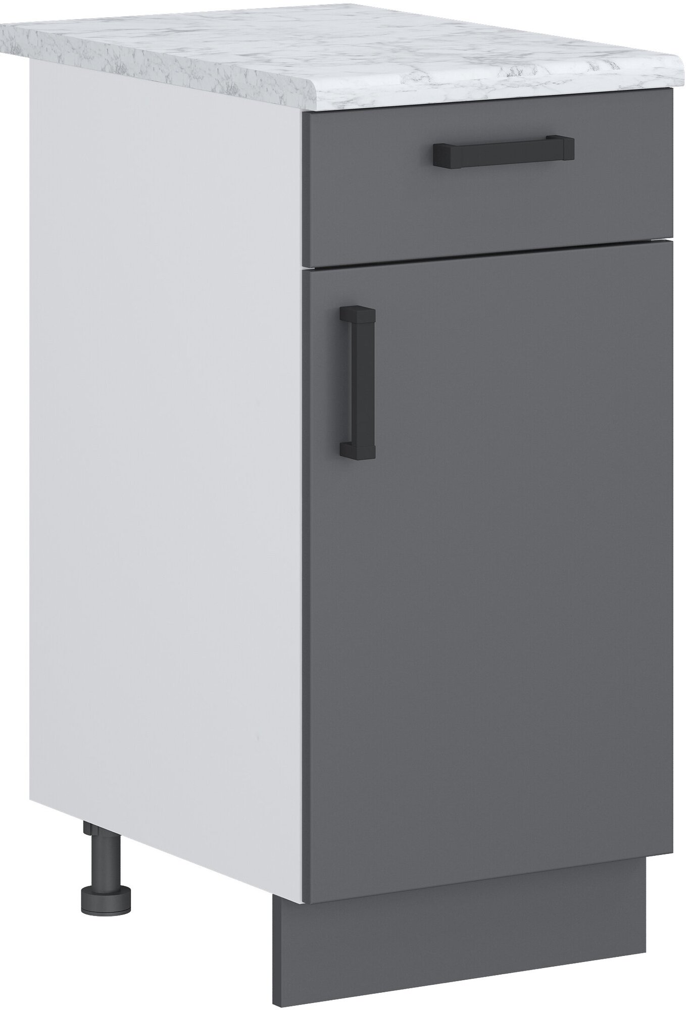 Кухонный модуль №13 со столешницей шкаф нижний напольный с ящиком ЛДСП 40х60х84.5см белый графит мрамор