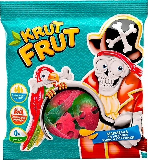 Мармелад KDV Крут Фрут /KrutFrut/ жевательный в форме Черепов и костей 10 шт по 70 гр