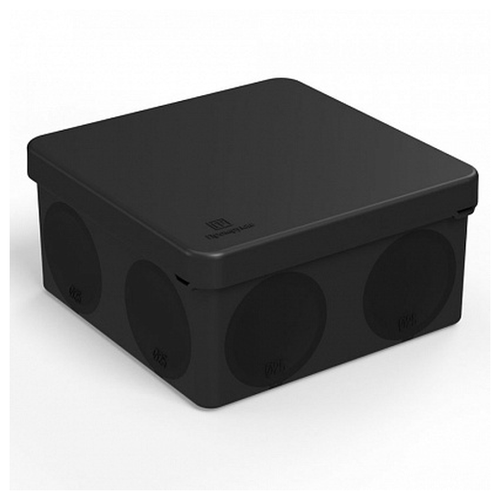 Коробка распределительная для прямого монтажа двухкомпонентная безгалогенная (HF) черная 100х100х50 | код 60-0300-9005 | Промрукав (2шт. в упак.)