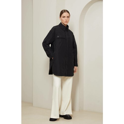 фото Пальто ultramarine демисезонное, оверсайз, размер 46, черный