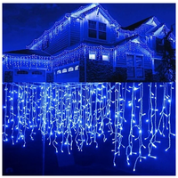 Новогодняя электрическая гирлянда уличная бахрома 12 метров занавес светодиодная растяжка с коннектором уличная электрогирлянда на дом, синий
