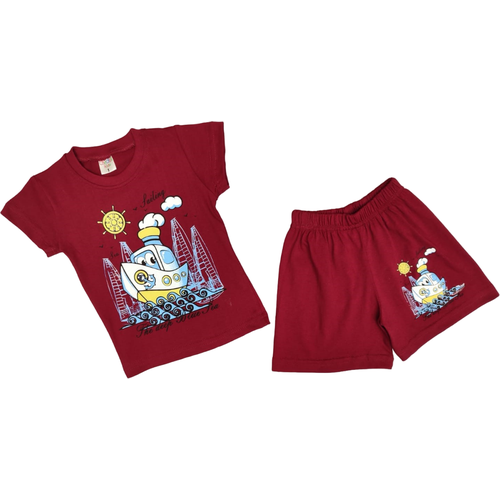 Комплект одежды Chechak kids, футболка и шорты, повседневный стиль, размер 98, бордовый