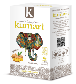 Чай "Wisdom of Kumari" черный с кусочками имбиря (Ginger) 100гр / листовой черный Непальский чай / Кумари / чай с имбирем - фотография № 1