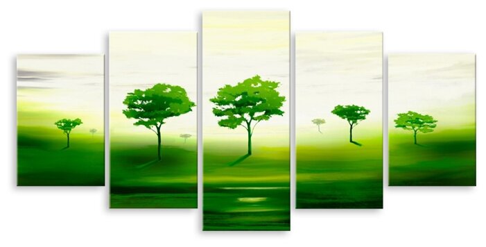 Модульная картина на холсте "Зелёные деревья" 170x83 см