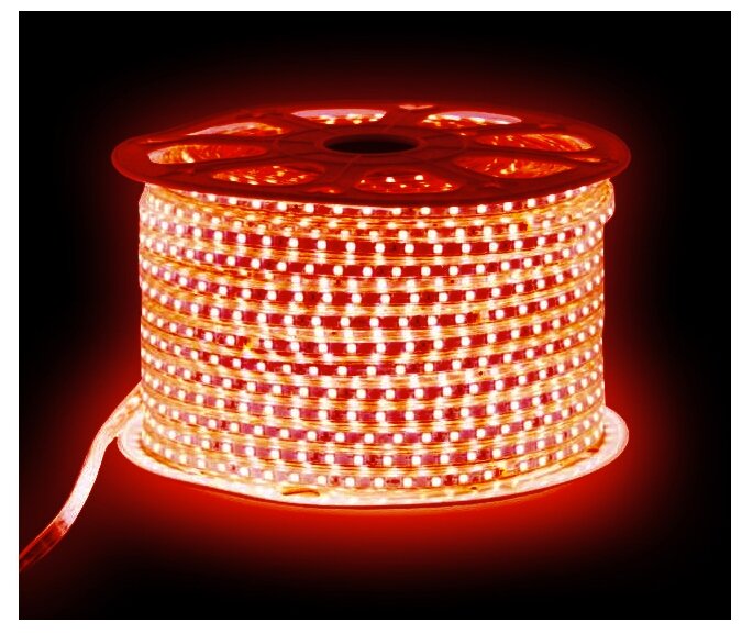 Светодиодная лента SMD 5050, 60 LED, 220 В, 14.4 Вт, IP67, 900 лм, красный