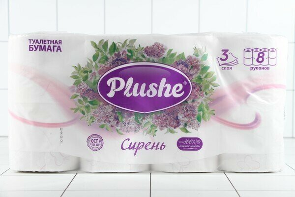 Бумага туалетная Plushe Deluxe Light Сирень 8 рулонов, 15м, 3сл