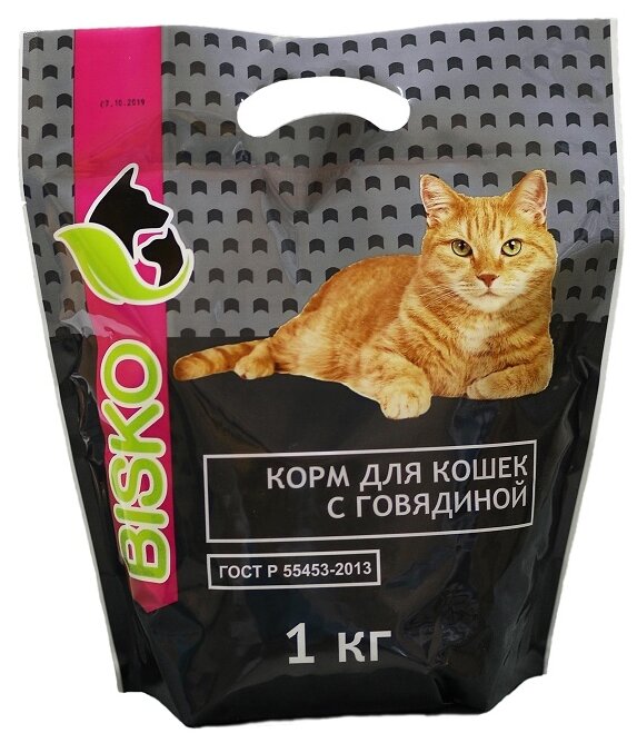 Корм Биско для взрослых кошек с говядиной 1 кг. - фотография № 1