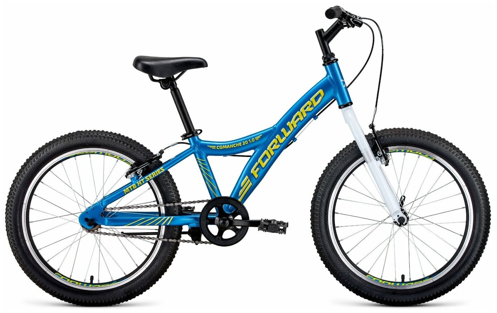 Подростковый горный (MTB) велосипед FORWARD Comanche 20 1.0 (2022) 10.5 AND quot (RBK22FW20572) (голубой/желтый)
