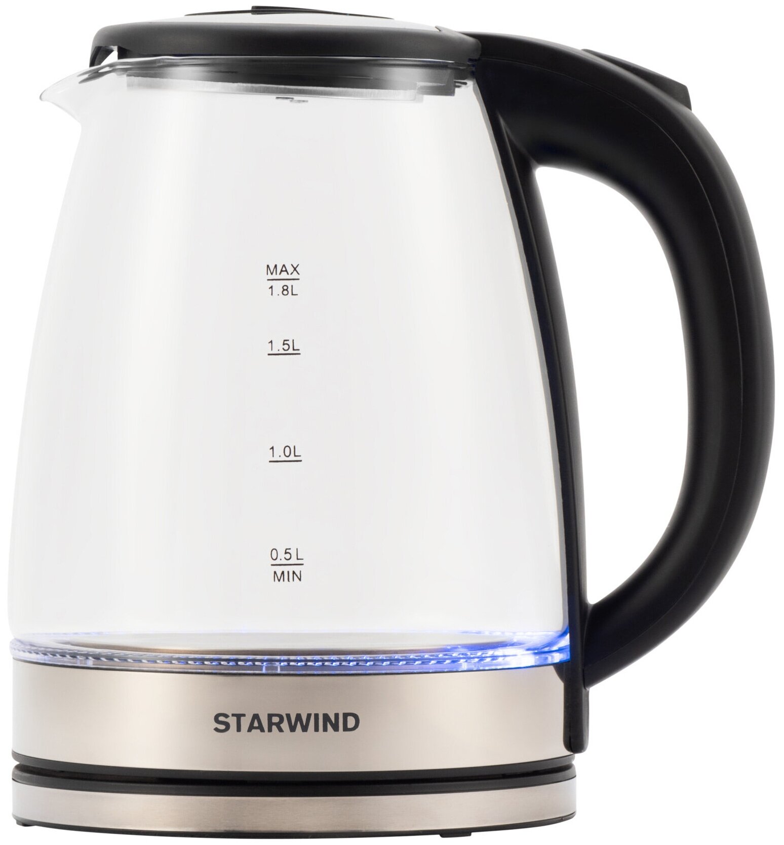 Чайник электрический Starwind SKG4777 черный/прозрачный, стекло - фото №10